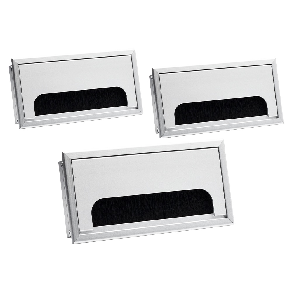 3 Peças Passa Cabos Aluminio Abre e Fecha Para Mesa 80x160mm