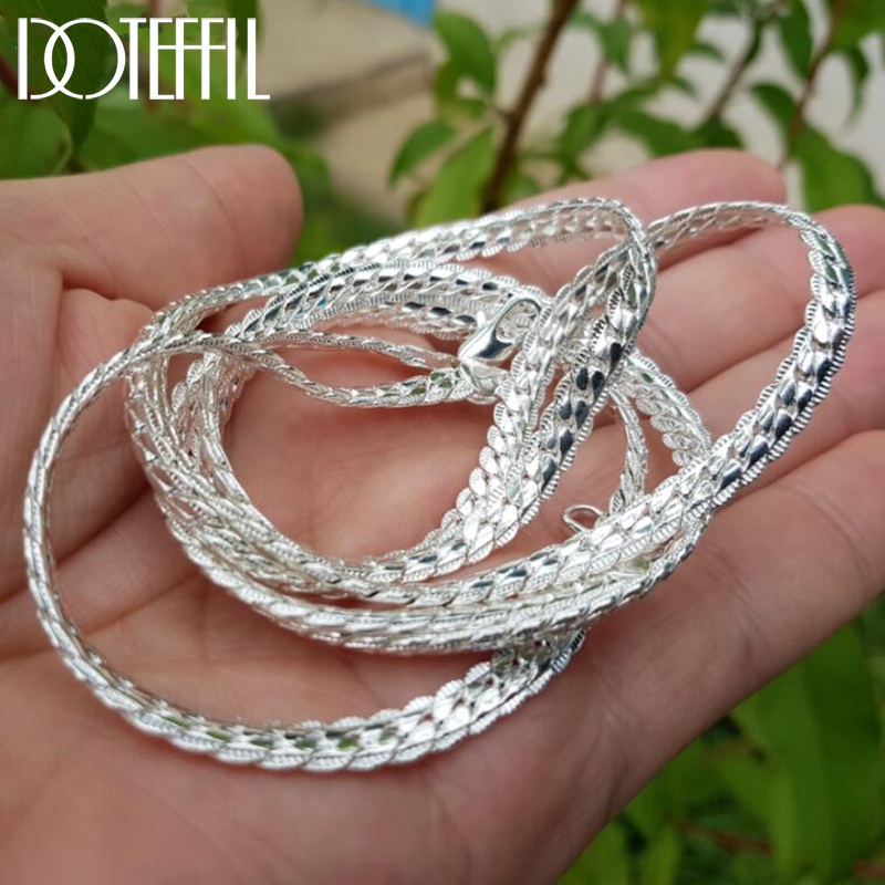 DOTEFFIL Prata Esterlina 925 6MM Colar De Com Corrente Completa Charme Para Mulher Homem 45/50/60cm Jóias De Casamento