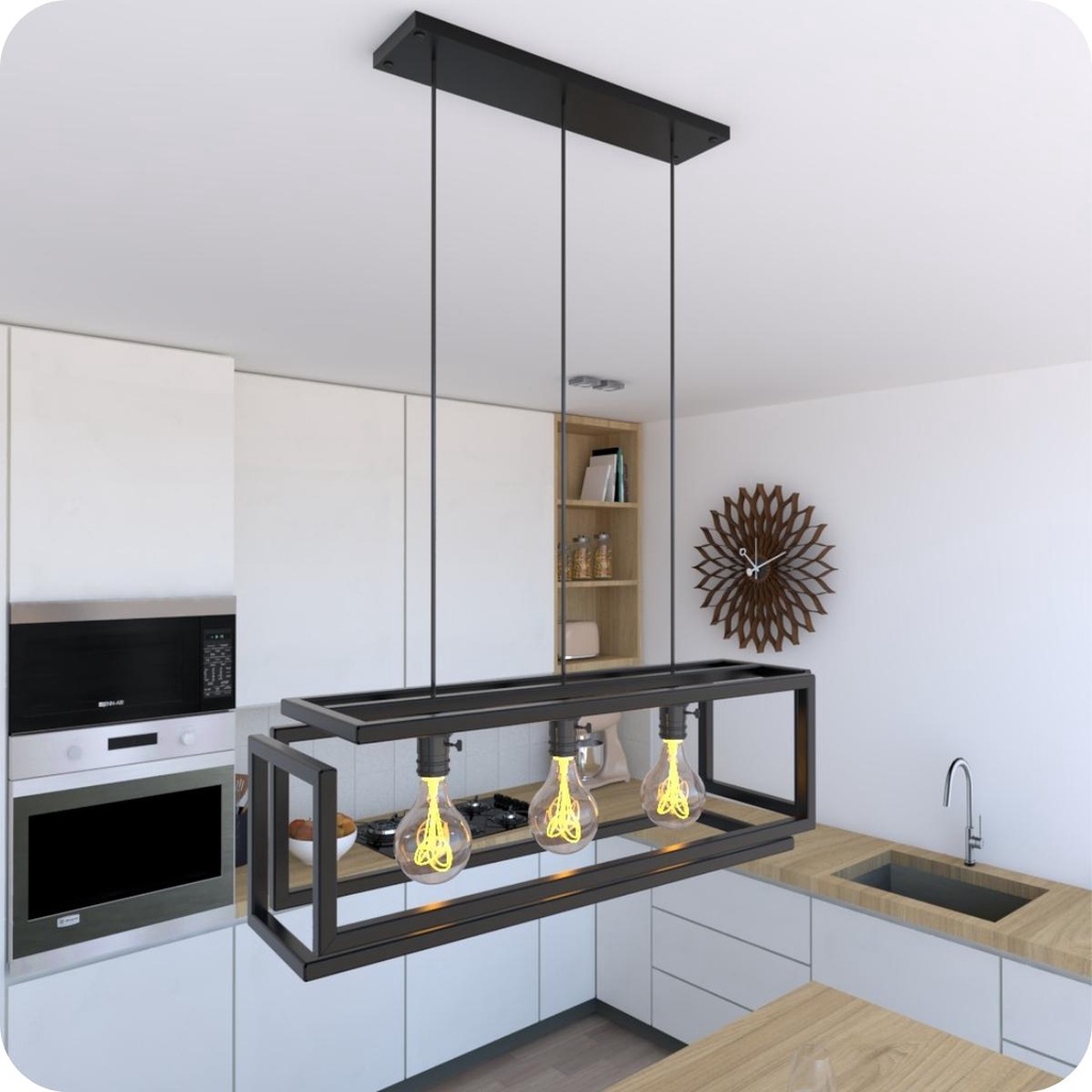 Pendente Luminária Industrial Preto Infinity Triplo