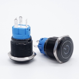 19mm De metal Preto Botão Interruptor Da Fonte De Alimentação on off Momenário/Travamento De Fixo