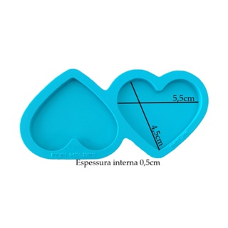 Molde Silcone para Resina Coração Duplo 5,5 cm Chaveiro Eternizar Biscuit R-219 em Oferta na Shopee