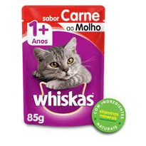 Ração Úmida Whiskas Sachê Carne ao Molho Gatos Adultos 85 g