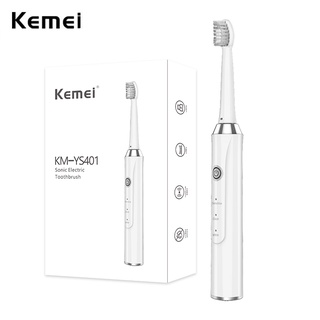 Escova De Dente Kemei Sonic Dentes Elétrica Automática Para Adultos USB Recarregável Com 3 Cabeças De Reposição IPX7 À Prova D