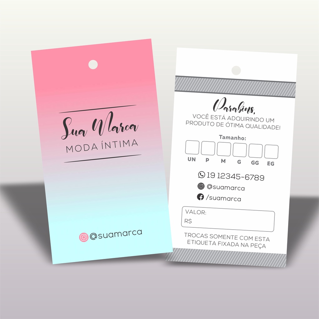 1000 etiquetas tags personalizadas roupas em Oferta na Shopee