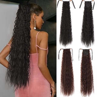 32 Polegadas Super Longo Afro Encaracolado Cordão Rabo De Cavalo Postiços Mulheres Falso Rapinha Sintético Grampo Da Extensão Do Cabelo Resistente Ao Calor