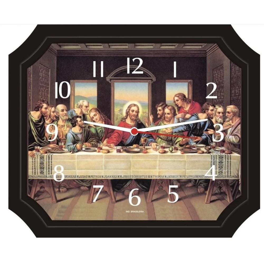 Relogio de Parede Cozinha Sala Santa Ceia Preta 23,5 x 27,5 cm