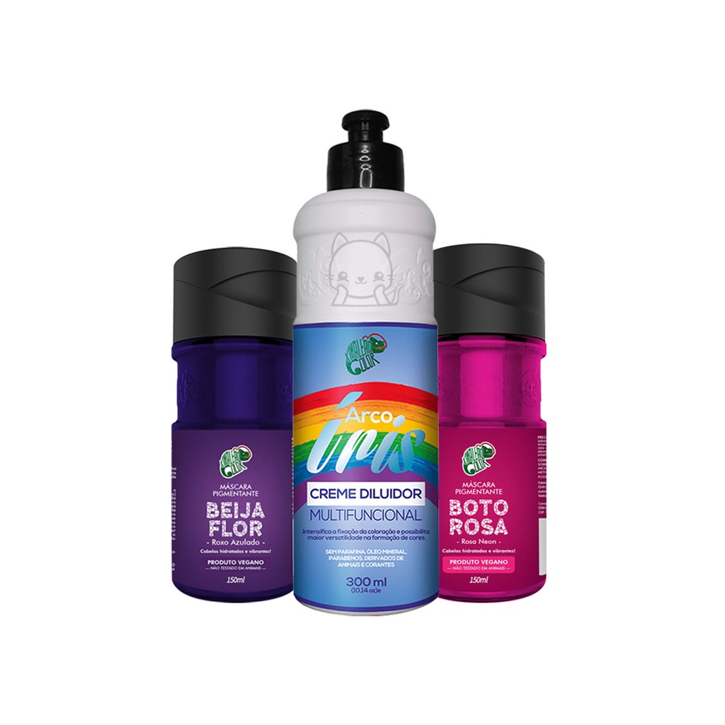 Kit Boto Rosa + Beija Flor + Diluidor 300ml - Kamaleão Color