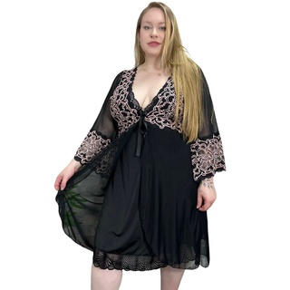 Robe Plus Size com Renda Tamanho Especial Roupão Confortável Luxo Pijama Sensual Linha Noite Tamanho Especial Grande Roby Maternidade Robe PLUS bicolor