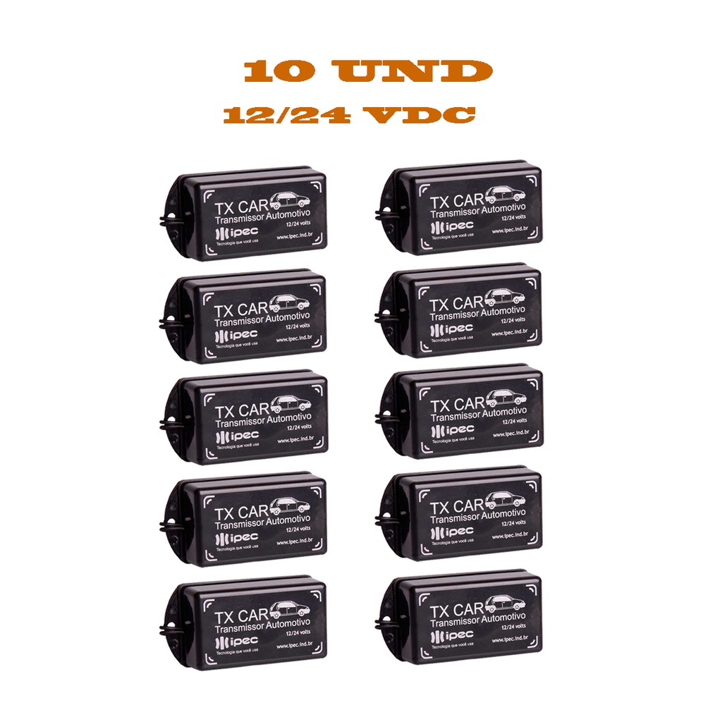 Kit 10 Controle De Portão Tx Car Farol Caminhão Carro Moto 12 a 24 vdc 433,92 Mhz