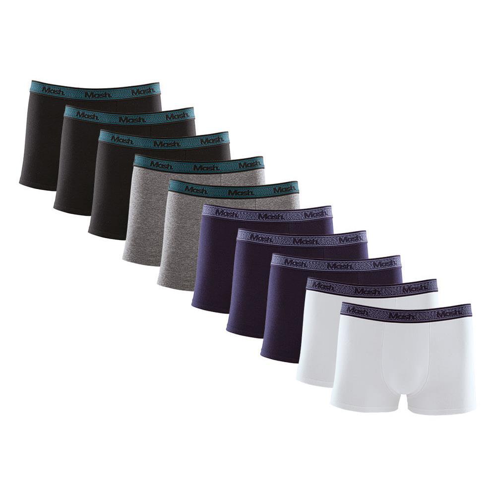 Kit 10 Peças Cueca Boxer Mash Algodão Elástico Binado