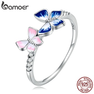 Anel Bamoer 925 Prata Adorável Borboleta Joias Para Mulheres Fashion Acessórios