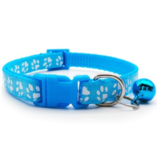 Coleira Para Gato Cachorro Regulagem Ajustável Estampa Patinhas Cor Azul Claro em Oferta na Shopee