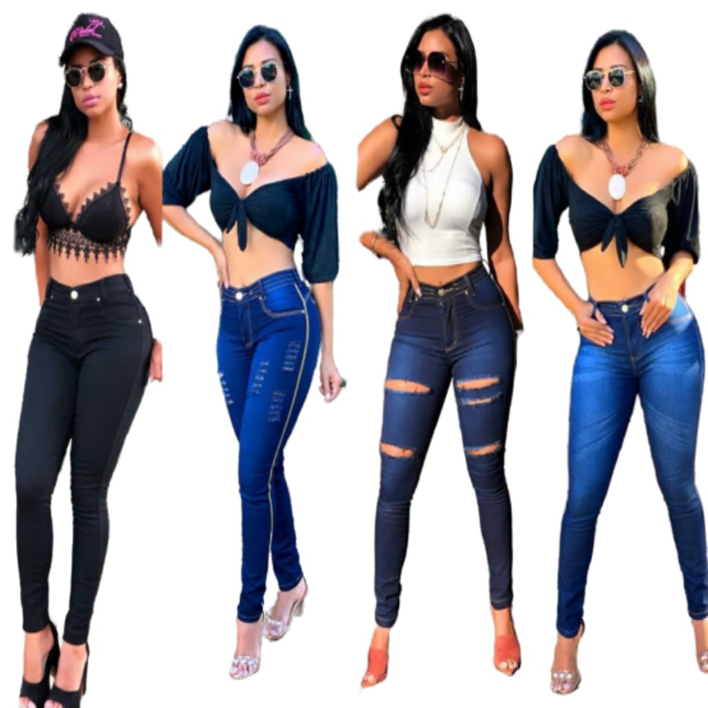 calça jeans feminina cintura alta com lycra