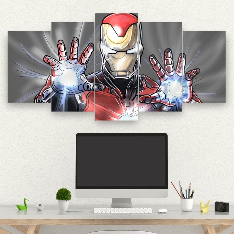Quadro mosaico kit 5 peças mosaico Homem de Ferro