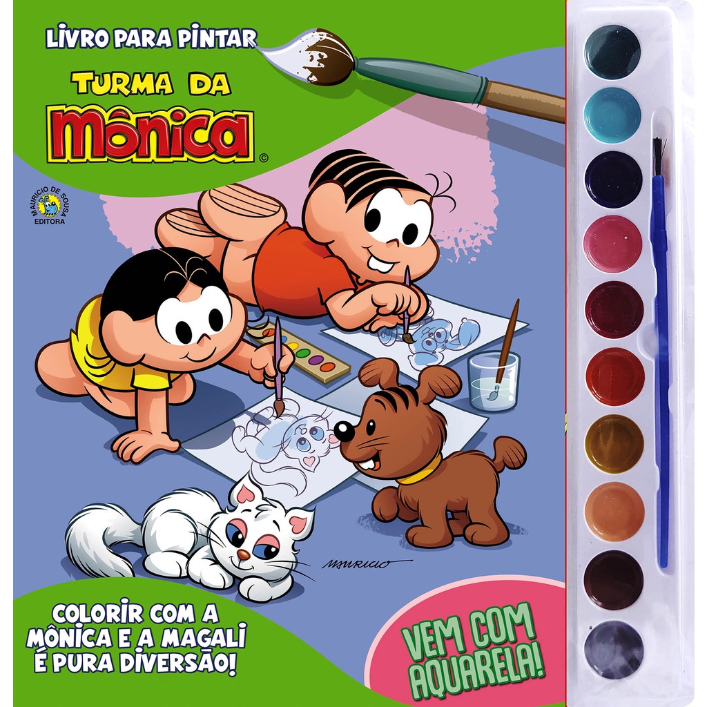 Turma da Mônica Livro para Pintar com Aquarela - Mônica e Magali em Oferta na Shopee