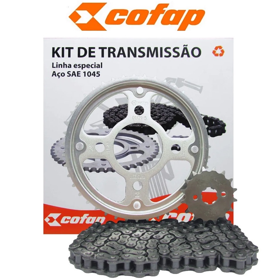 Kit Relação Transmissão Tração Cg Titan Fan 150 2004 2005 2006 2007 2008 2009 2010 2011 2012 2013 2014 2015 Original Cofap