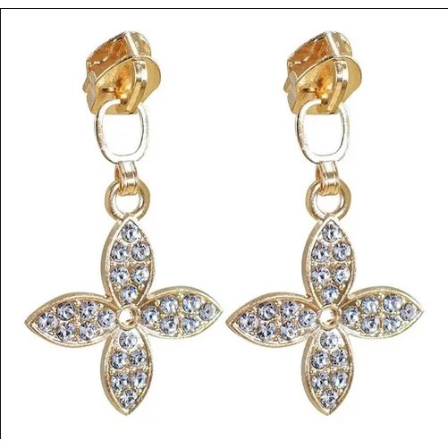 04 Cursor Zíper N°5 Metal Dourado Flor Florzinha Com Strass