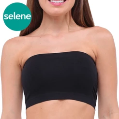 Sutiã Top Tomara que Caia Faixa Sem Costura SELENE Original Lingerie Alta Qualidade Sustentação Bege Nude Preto