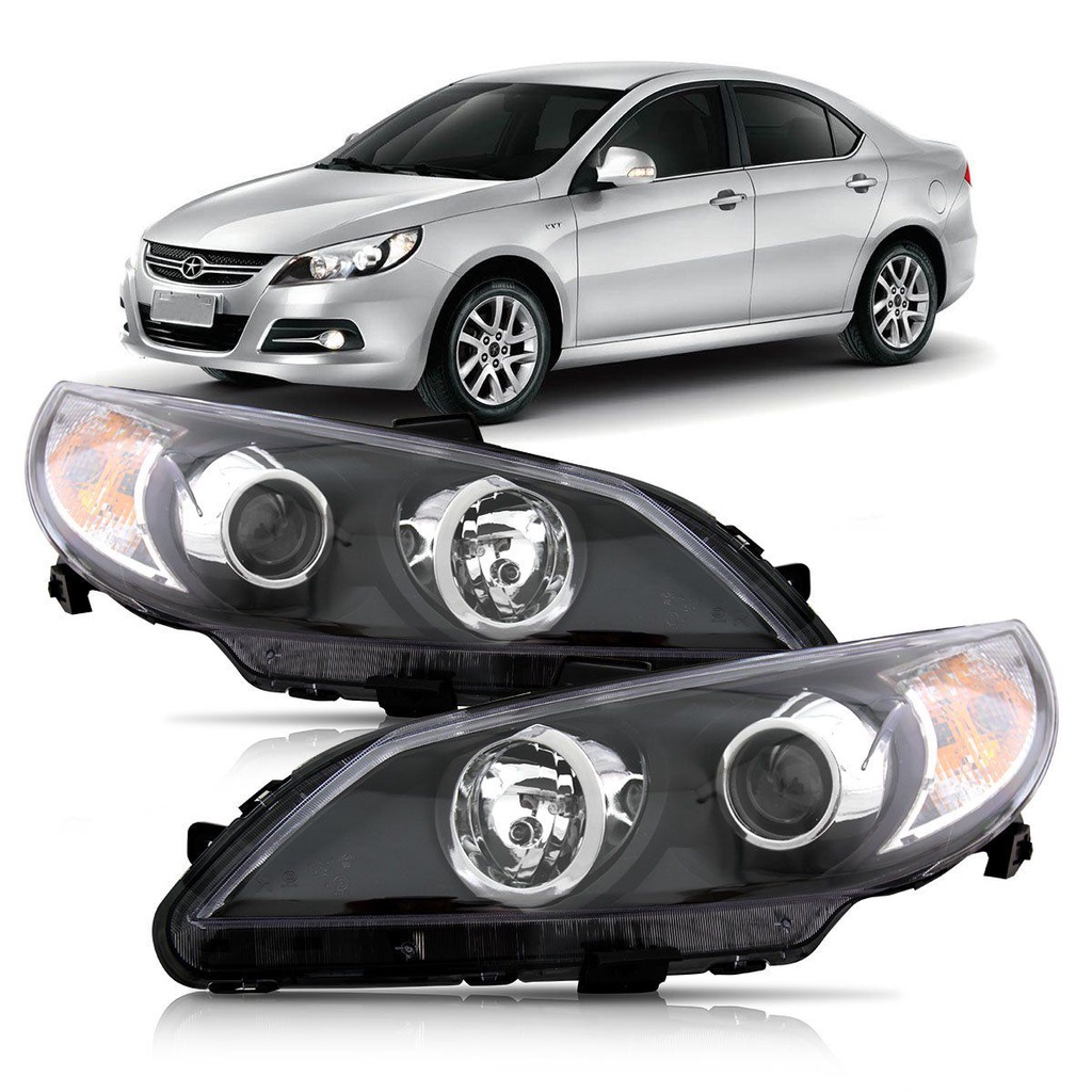 Farol Jac J5 2012 2013 2014 Foco Duplo Máscara Negra em Oferta na Shopee