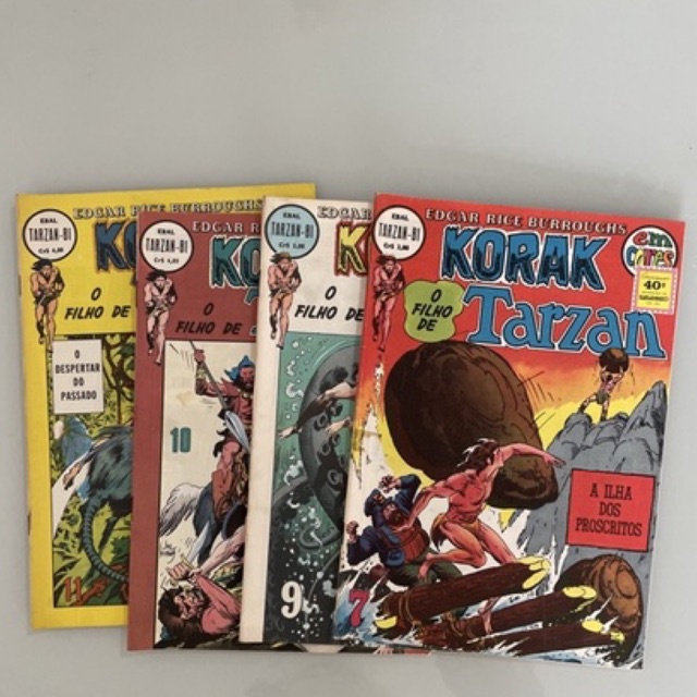 Kit lote raro Korak o filho de Tarzan n 7, 9 , 10 e 11 ebal gibi hq antigo revista antiga quadrinho