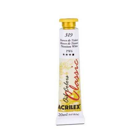 Tinta a Óleo Branco de Titânio 20ml Acrilex PIntura em Tela