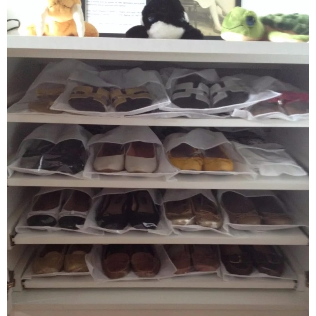 Saco sacola organizadora de sapato c em tnt com visor 100 unidades