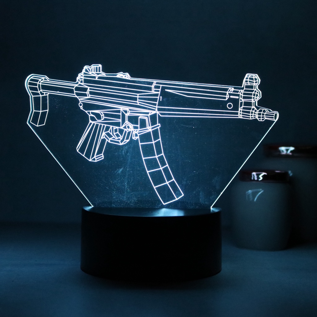 Luminária LED 3D, abajur de mesa, arma , AK-47