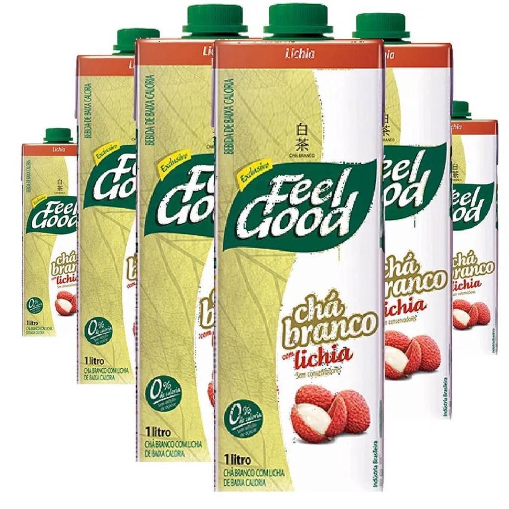 6x Chá Branco Com Lichia FEEL GOOD 1L