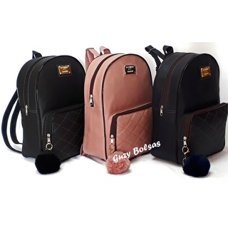 Mochila juvenil bolsa de turismo reforçada feminina PROMOÇÃO + POMPOM OPCIONAL em Oferta na Shopee