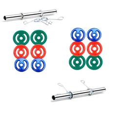 Kit 24kg Anilhas Emborrachadas + 2 Barras 40cm + 4 Presilhas