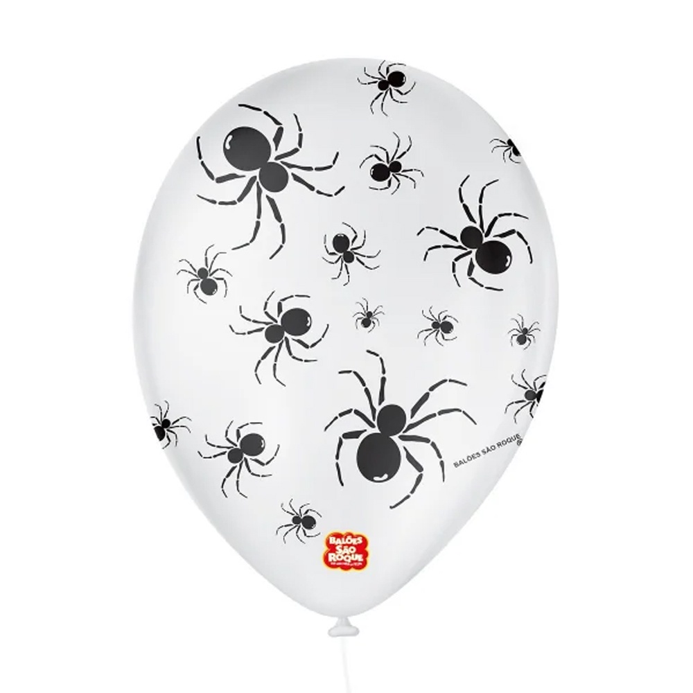 Balão de Festa Decorado Halloween Aranha - 9" 23cm - 25 unid