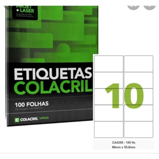 Etiqueta Adesiva Colacril A4350 99X55,8mm pacote 100 folhas em Oferta na Shopee