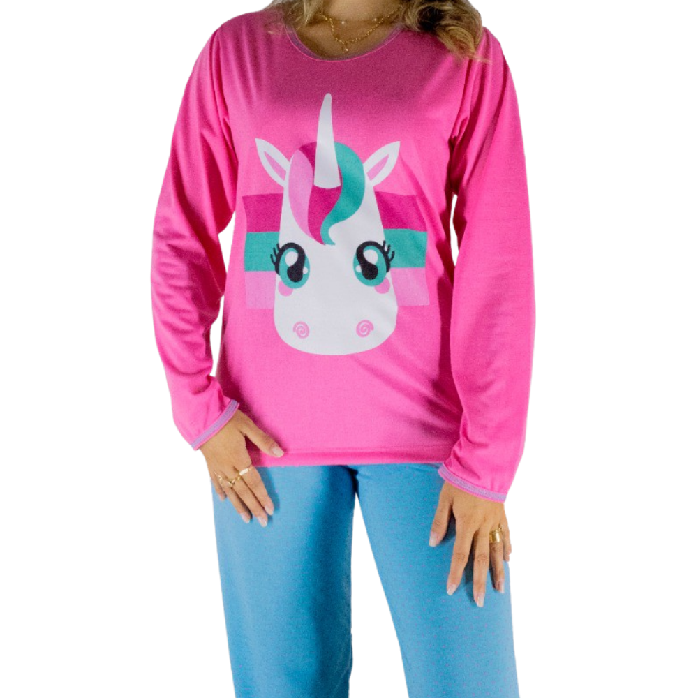 Pijama Feminino Estampado Tamanho Infantil Para Menina Blusa Manga Longa E Calca