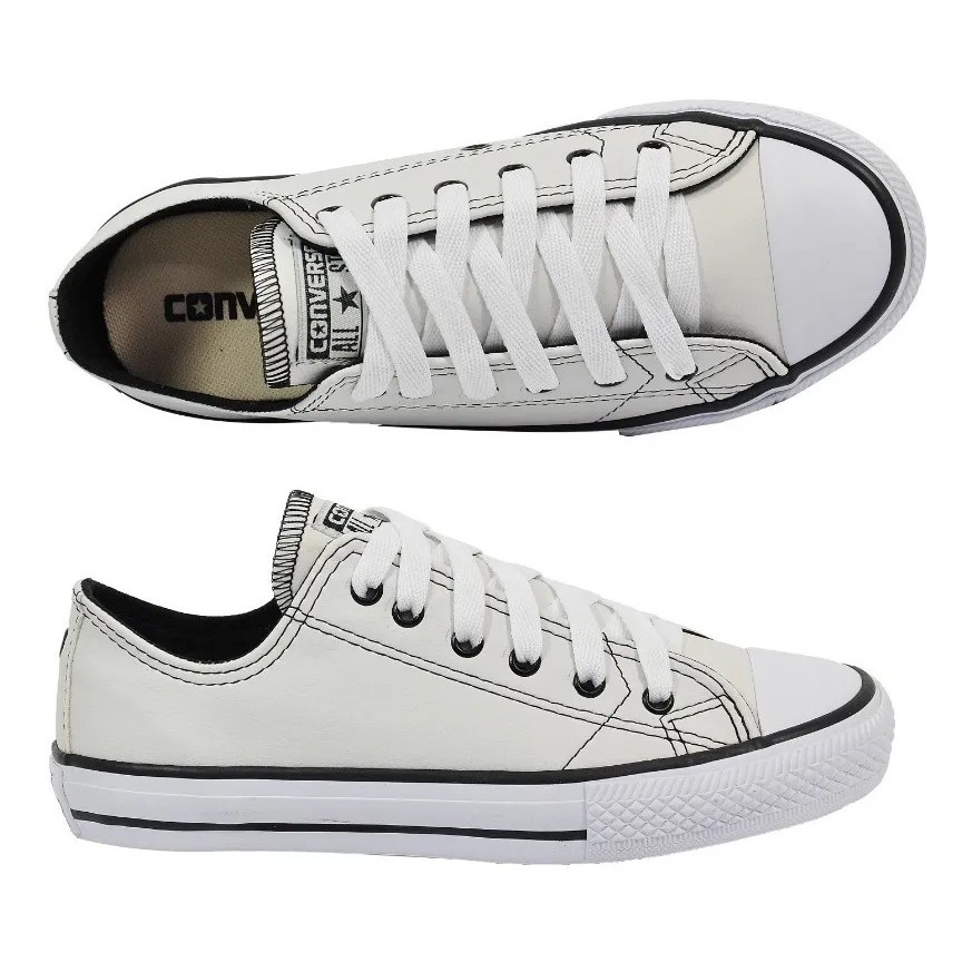 converse branco couro