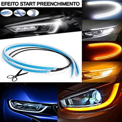 Fita Led Drl Efeito Ghost/start/apresentação 45cm 12v Flexível + Seta Sequencial