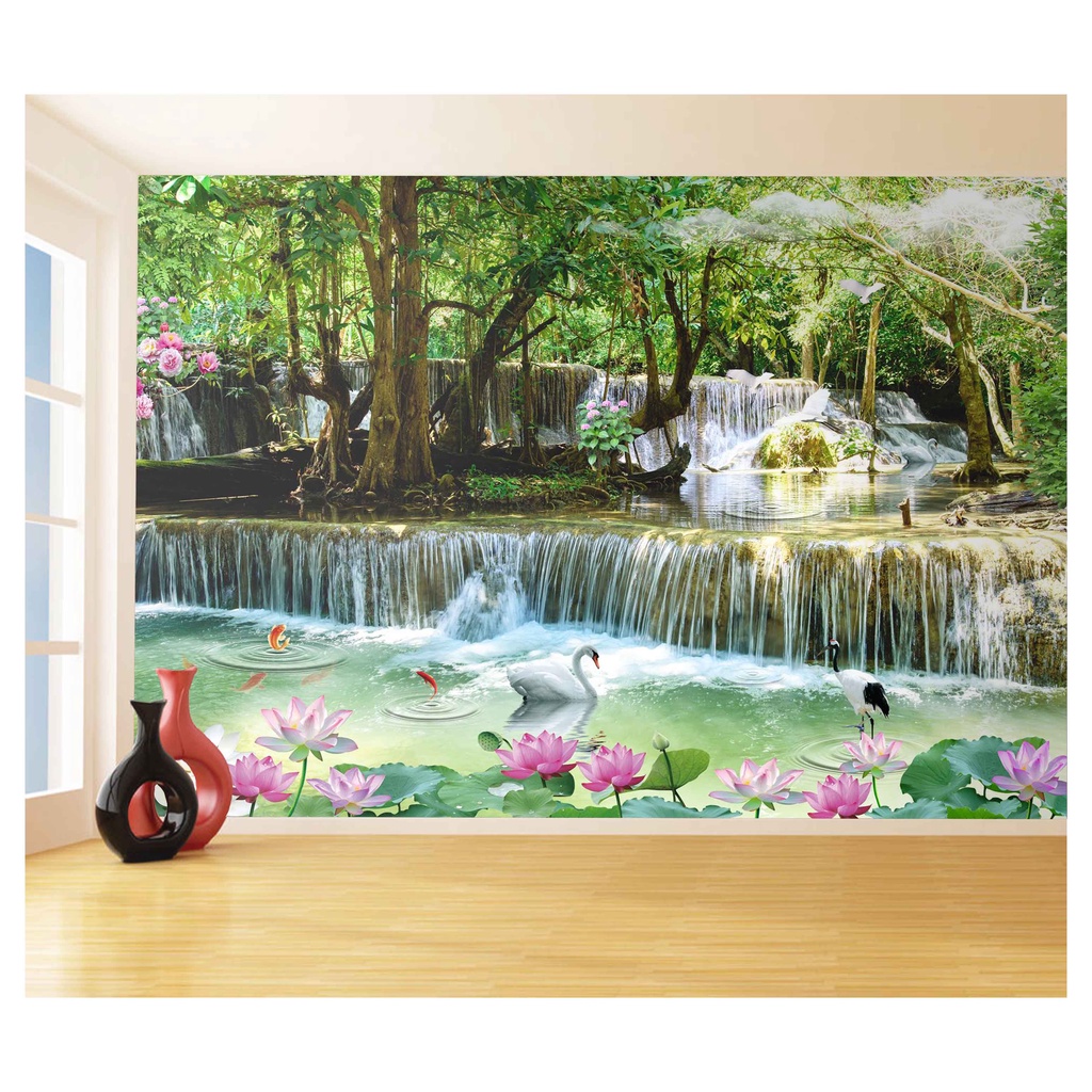 papel de parede Cachoeiras Animais pássaros 3D m² XCH12
