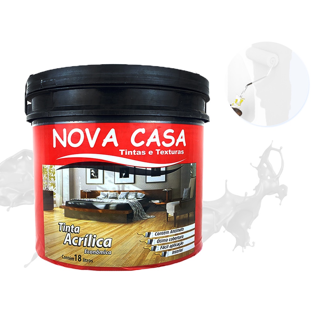 Tinta Acrílica Para Parede Econômica Alto Rendimento Nova Casa 16 Litros Branco