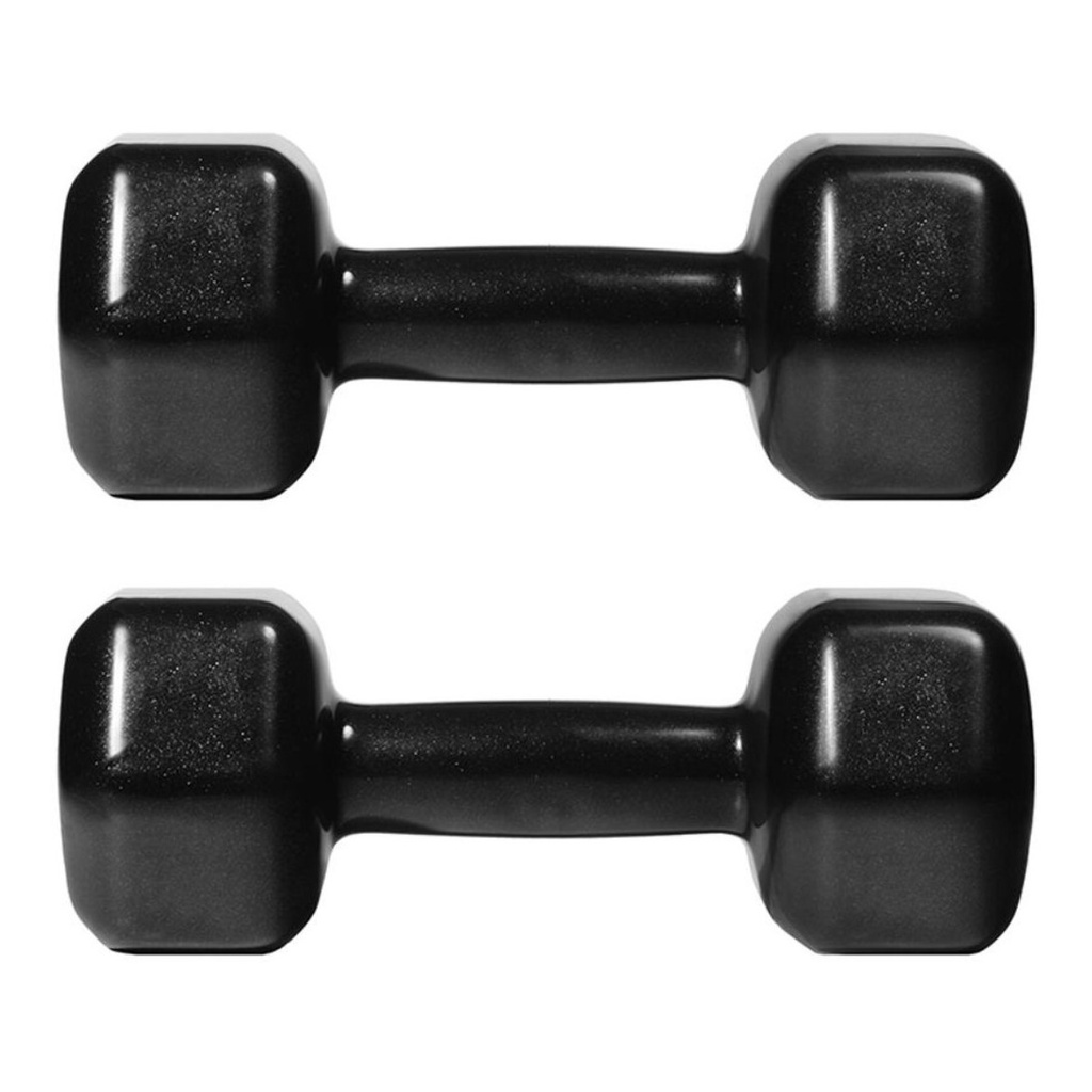 Halter o par  sextavado emborrachado 2 kg cada unidade total 4kg cor preto