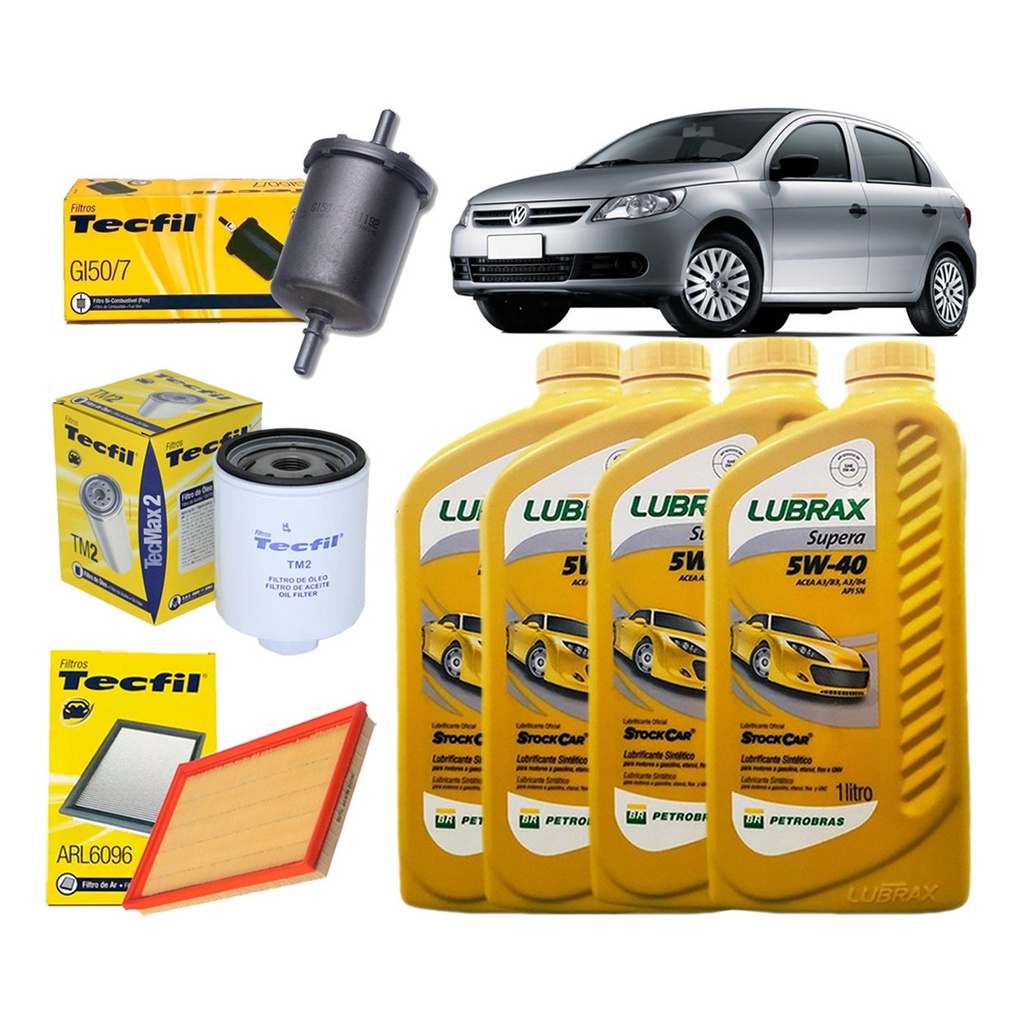 Kit Troca de Oleo Gol 1.6 8V G5/G6 Total Flex 2008/2015 5W40