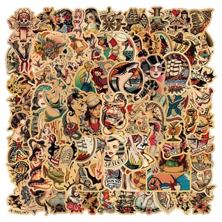 100 / 50 / 25 / 10 Pcs Retro Tatuagem Menina Pin Up Etiqueta Personalidade Decalques De Vinil Adesivo Diy Laptop Motocicleta Skate Bagagem Mala