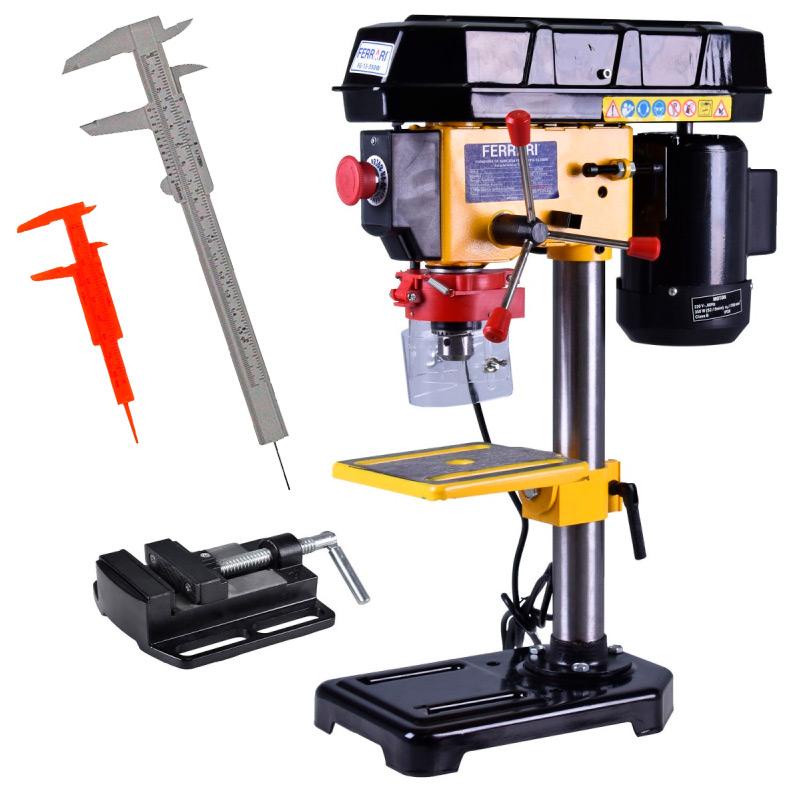 Furadeira de Bancada 1/2 POL Motor 1/2 CV 350W com Morsa FG13CM FERRARI + Jogo Paquímetros