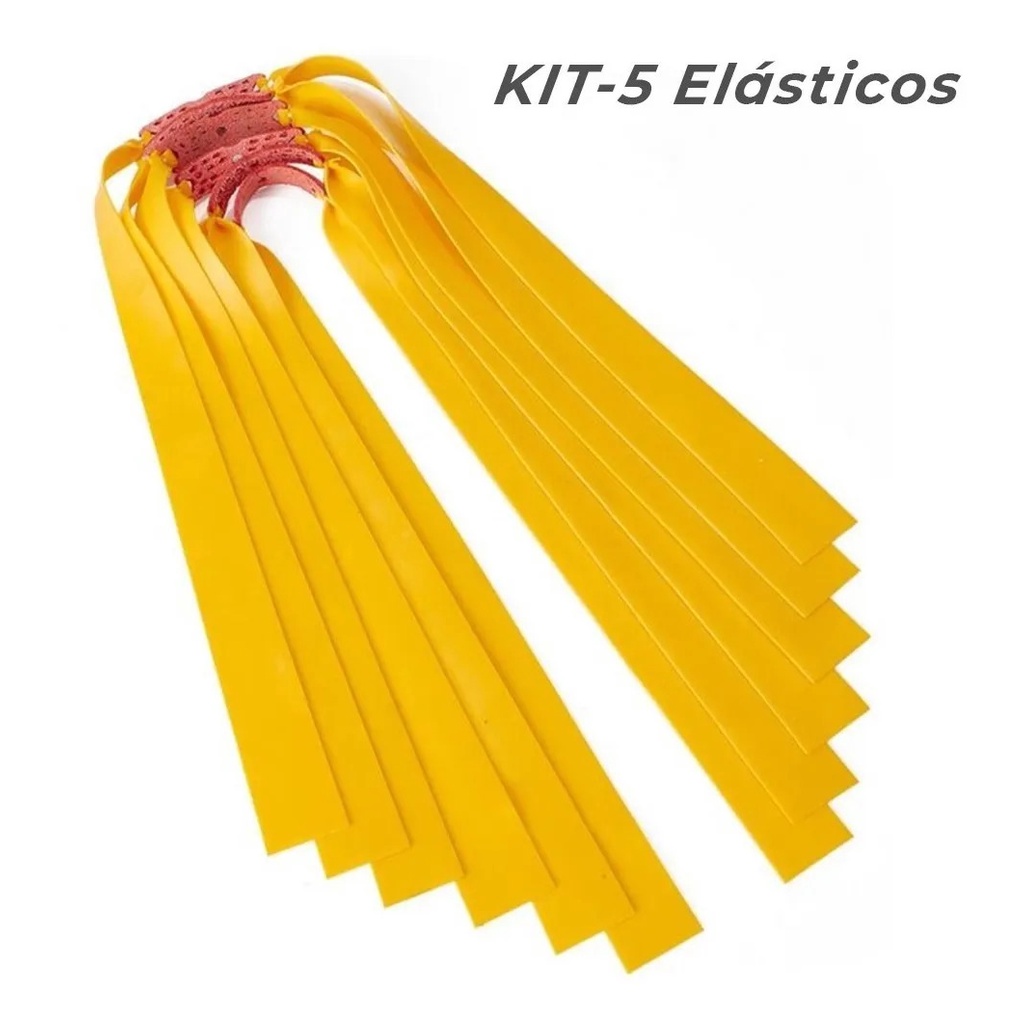 Kit 5 Elásticos Latex Borracha Potente Para Estilingue Profissional Atiradeira com Mira