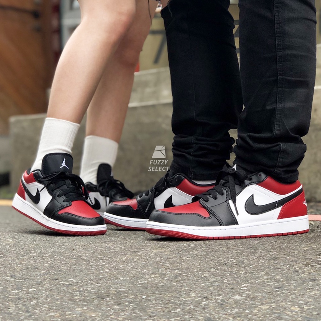 Air Jordan 1 Low Bred Toe Black Red 553558-612 553560 - Corre Que