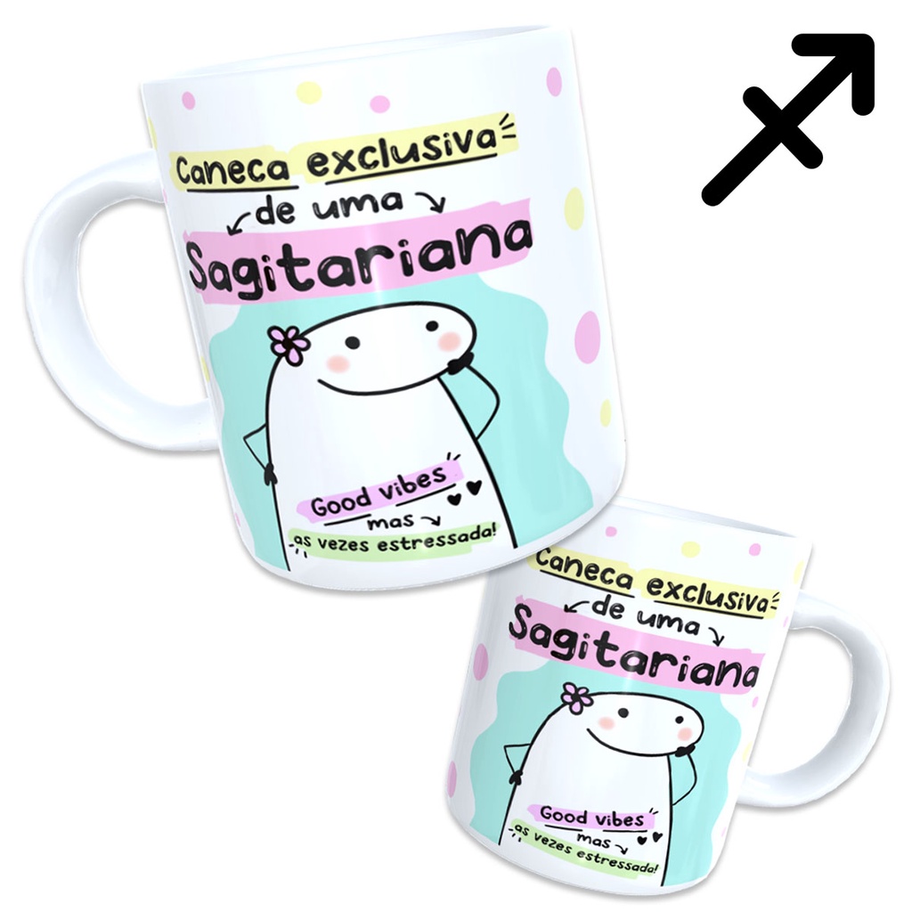 Imagem Caneca Flork Signo Sagitário Branca Porcelana Personalizada - 325ml