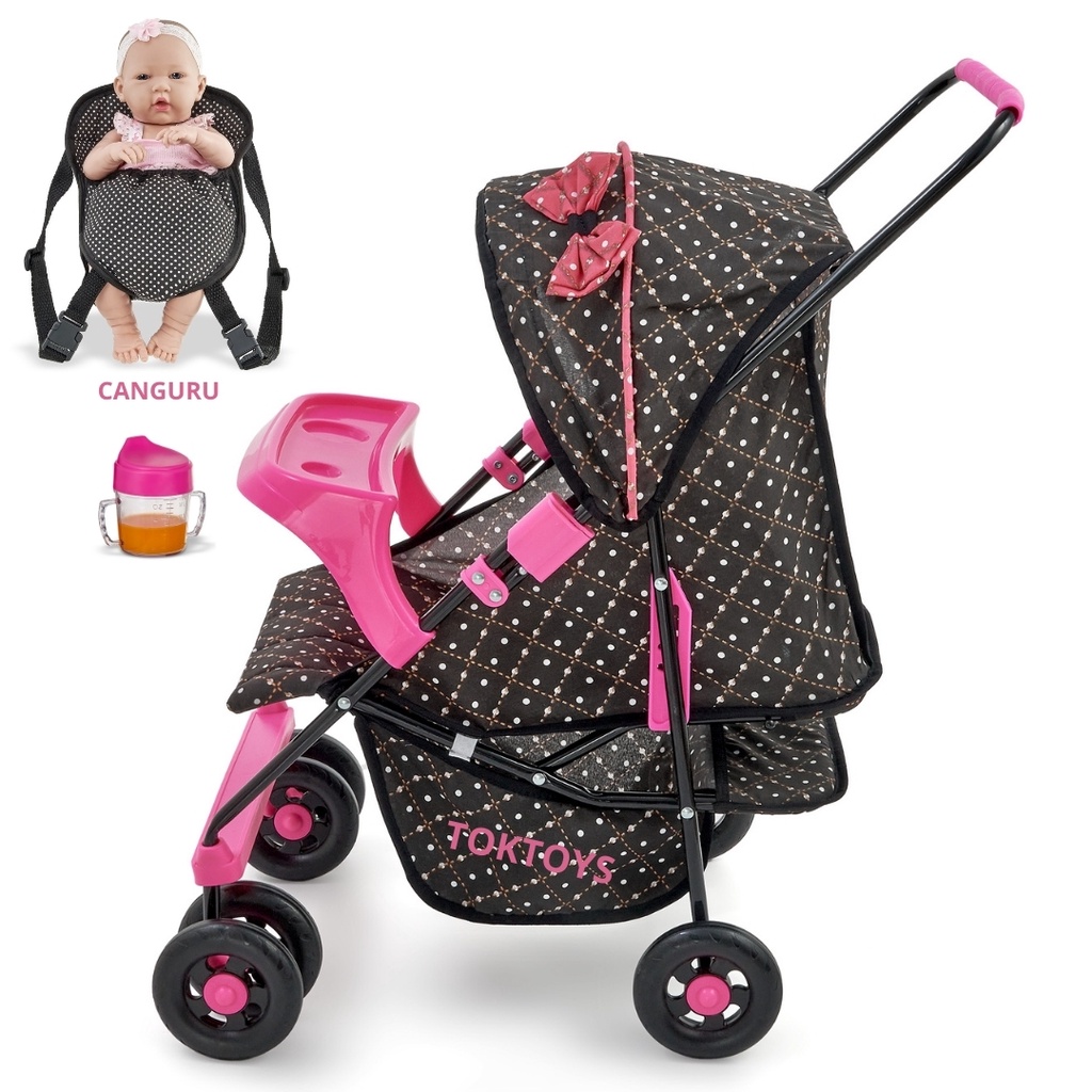 carrinho de Boneca Infantil Milan Alive Reborn Luxo bandeja e Canguru ...