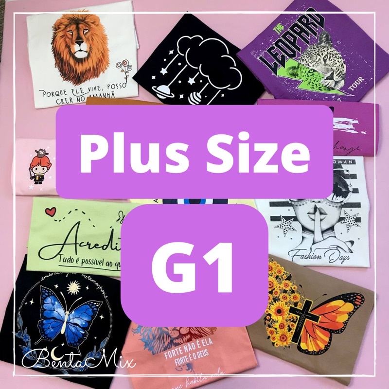 TSHIRT Plus Size - Camiseta feminina estampas diversas Blusinha Tamanho G1 ( 46 / 48 ) básica cristã católica evangélica