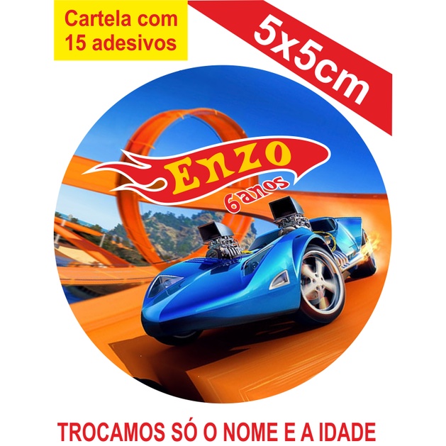 Adesivos Hot wheels Personalizados 5x5cm Festa Aniversário Lembrancinha em Oferta na Shopee