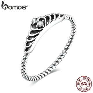 Bamoer Authentic 925 Sterling Silver Dazzling Crown Cz Pingente De Anéis De Dedo Para As Mulheres Declaração De Noivado Jóias Scr663