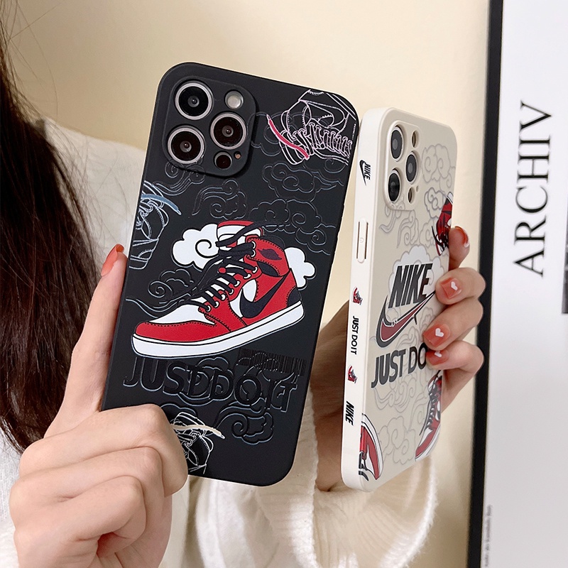 Moldura Design Gancho Sapatos Capa Para iPhone 15 14 13 12 11 Pro MAX X XS XR 7 8 Plus Moda Marca Luxuosa Borda Quadrada Estampa Lateral Anti-Impacto tpu Macia De Celular