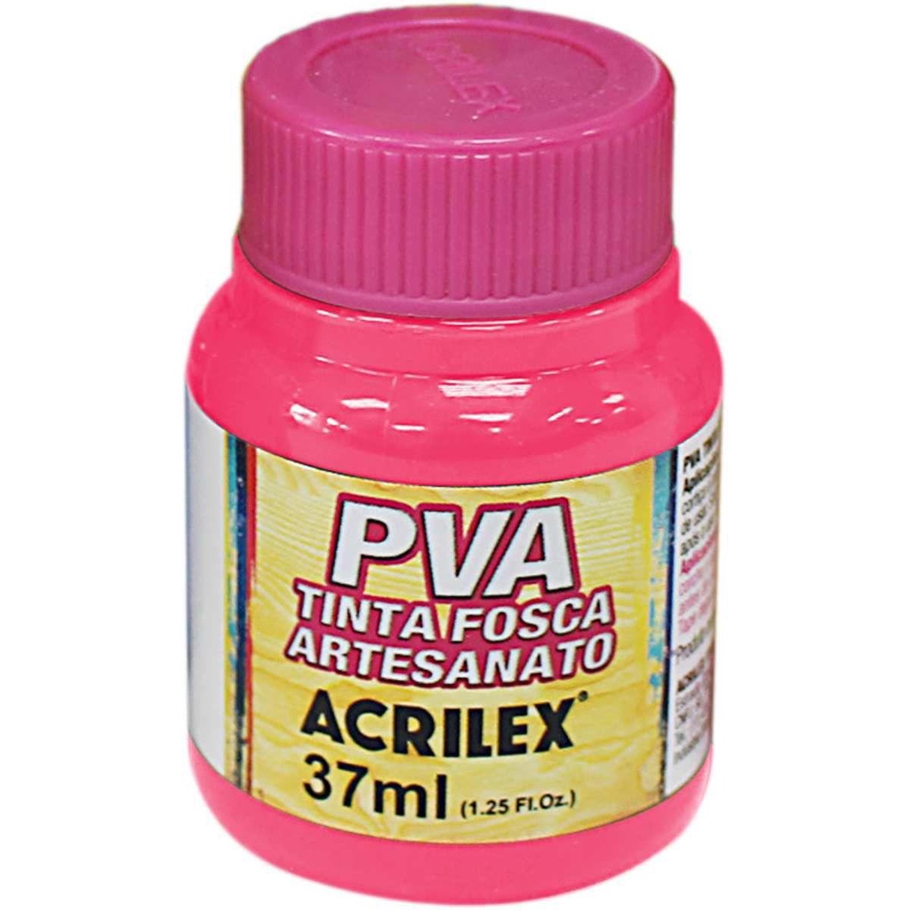 Tinta PVA Fosca Rosa Escuro 37ml Acrilex - Tinta para madeira, cortiça, Isopor, Papel, Palha e PET